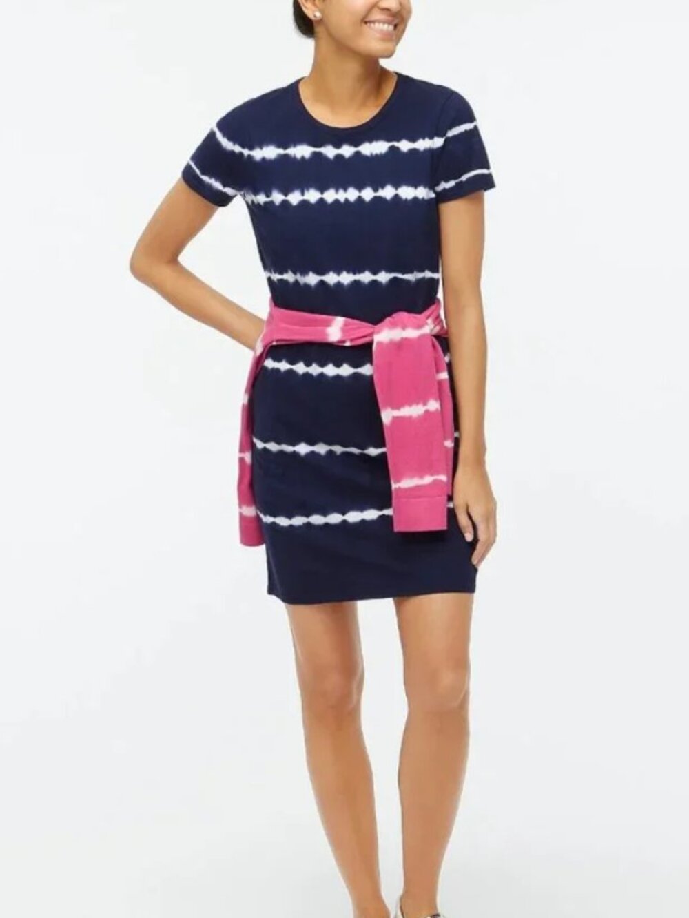 J. Crew Factory Tie Dye T-Shirt Dress Size S 100% Cotton Nautical Beach Coastal